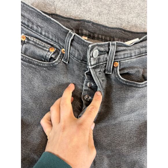 VINTAGE Levis Jeans Womens Size 27 Gray Denim Button Fly Straight 90s Grunge - Picture 6 of 9